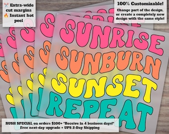 Retro Summer Sunrise Repeat | Ready to Press, Heat Transfer, DTF | Vibrant Retro Style