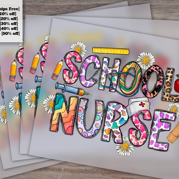 Nurse Dtf Prints, Transfers, Life, School, Flowers, Digital Downloads, Hand-Drawn, Custom, Screen Prints