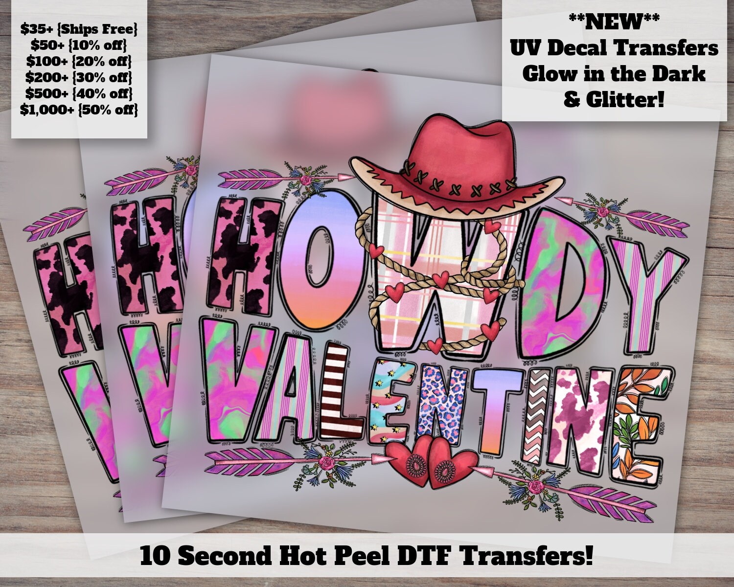 Howdy Valentine Sublimation and DTF Iron on Transfers
