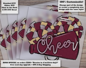 Maroon Gold Cheer Ready to Press DTF Heat Transfer
