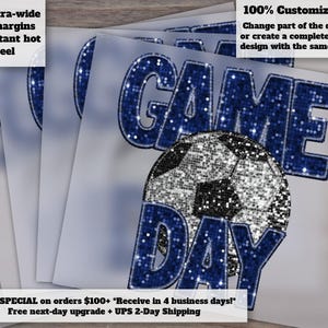 Soccer Game Day Faux Glitter and Embroidery, Sequins Design, Heat Transfer Ready, DTF, Ideal for Soccer Moms