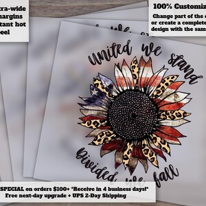 Sunflower Patriotic United We Stand - Heat Press Ready, DTF, Ideal for Transfers afbeelding 1