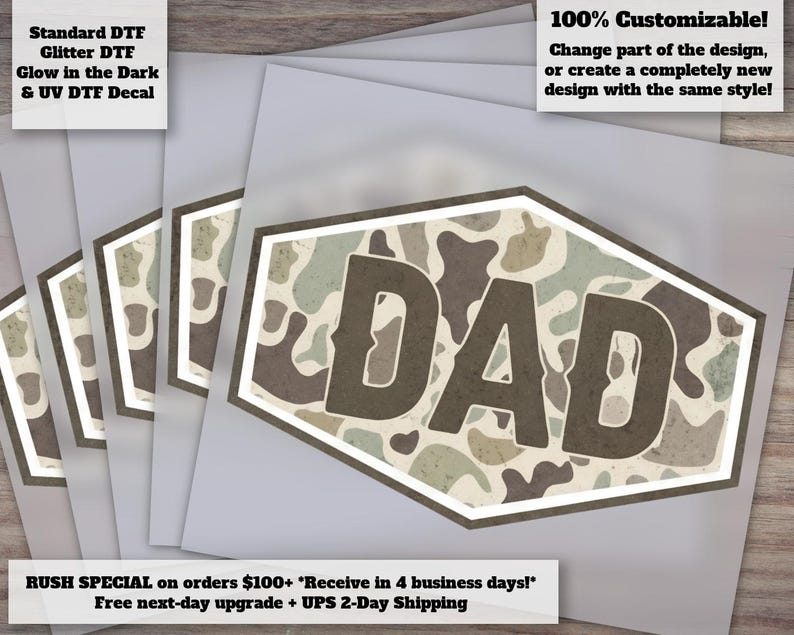 Trendy Duck Camo Dad DTF Heat Transfer Ready to Press afbeelding 1