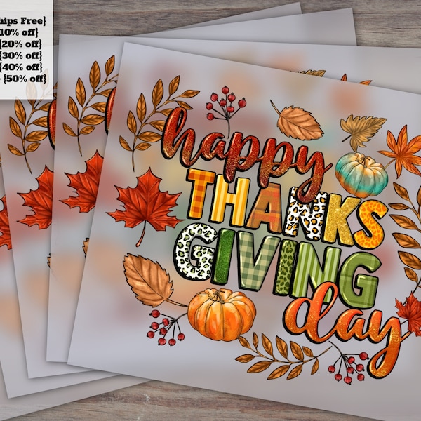 Thanksgiving Day Heat Transfer Design, Hello Fall Ready to Press, Autumn and Thanksgiving Artwork, Thankful Heat Transfer, DTF
