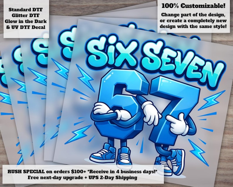 Fun Six Seven 67 Meme Ready to Press Heat Transfer DTF Design - Etsy