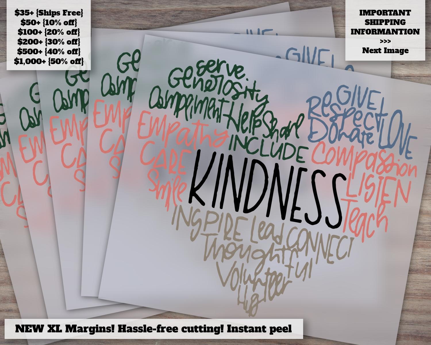 Be Kind Heart Design | Positive Mental Health Quotes | Ready-to-Press Heat Transfer | DTF