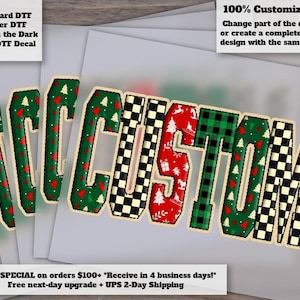 Custom Retro Mama Christmas DTF Transfer | Vintage Patchwork Mimi Gigi Nana Christmas Tree Plaid Checkered Girly Holiday Iron On