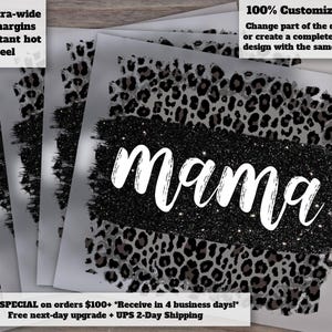 Black Leopard Glitter Mama, Mother's Day Design, Ready to Press, Heat Transfer, DTF, Perfect for DIY Projects