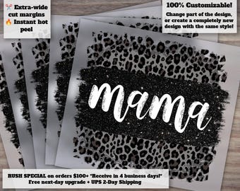Black Leopard Glitter Mama, Mother's Day Design, Ready to Press, Heat Transfer, DTF, Perfect for DIY Projects
