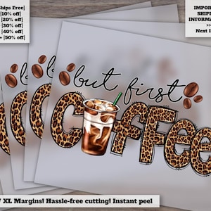 Leopard Coffee Design for Heat Transfer and DTF, Western Style Coffee Bean Artwork, Ready to Press - Ideal for Coffee Lovers