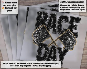 Race Day Glittery Dirt Bike Track Design, Racing Mom Sequins, Ready to Press Heat Transfer, DTF