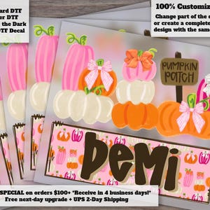Pumpkin Patch Name Patch Girl DTF Transfer | Custom Fall Transfer for Women and Kids Shirts Ready to Press