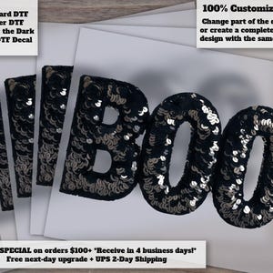 Boo Sequin Halloween DTF Transfer - Ready to Press Heat Transfer for Shirts, Hoodies and More