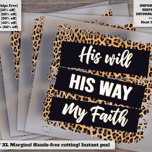 Christian Faith Quote Design, Cheetah Leopard Print, Bible Verse for T-Shirt and Sweatshirt, Ready to Press Heat Transfer, Religious DTF