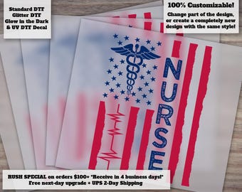Drapeau infirmière du 4 juillet à transfert de chaleur, prêt à être pressé