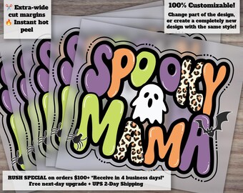 Leopard Halloween Mom Design - Spooky Mama Heat Transfer and DTF Ready for Press