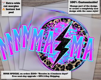 Mama Dtf, Leopard Mama Dtf, Mama Lightning Bolt Dtf, Mama Dtf, Retro Print, Mama Digital Transfer Print, sublimation Print, sublimation DTF
