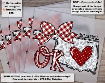 Oklahoma State Doodle in Red - Ideal for Heat Transfer, DTF, Ready-to-Press Products