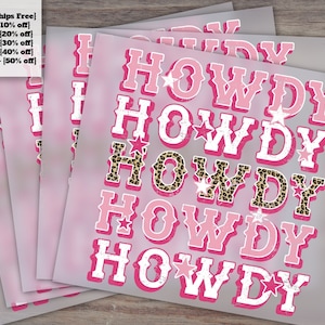 Pink Leopard Howdy Graphic for Heat Transfer, DTF, Optimized for Pressing, Ready to Use