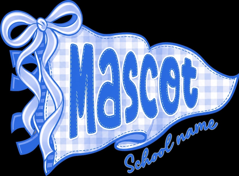 Custom Mascot Gingham Banner DTF Transfer | Coquette School Spirit Varsity Ready to Press image 4