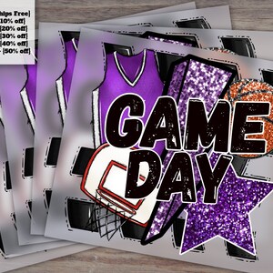 Game Day Basketball - Faux Embroidery, Sequins, Glitter Graphics - Ready for Heat Transfer, DTF Press