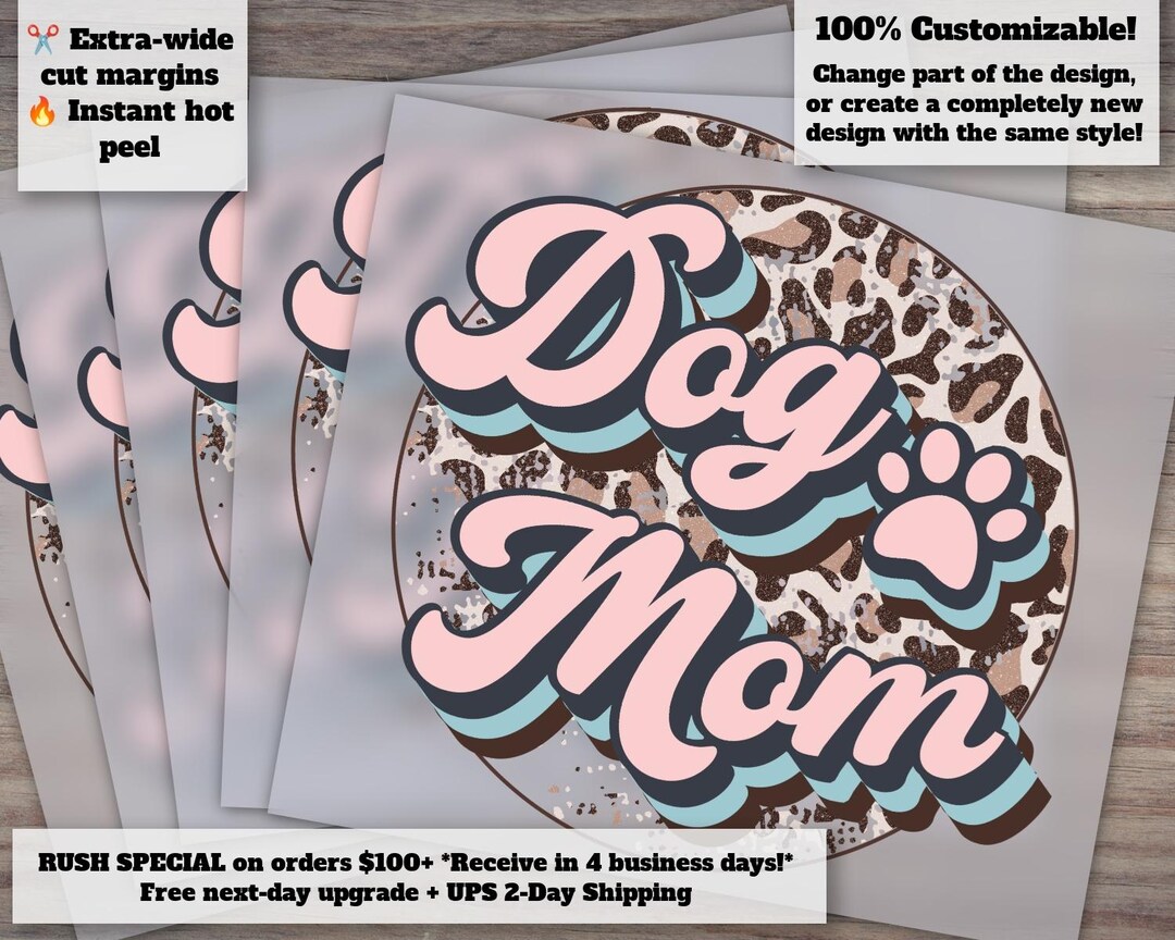 Retro Dog Mom Design, Leopard Pattern, Heat Transfer Ready for Press ...