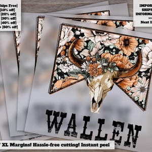 Wallen Steer Skull DTF Transfers with Flowers, Morgan Wallen Hot Peel, Trendy Ready to Press, Heat Transfer - SEO Optimised