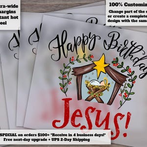 Happy Birthday Jesus Christmas Nativity DTF Heat Transfer