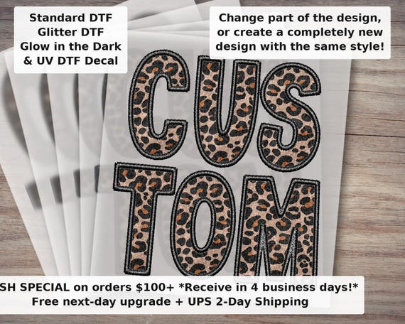 Faux Embroidery and Glitter DTF Transfer | Custom Sequin Patch Look Ready to Press Heat Transfer