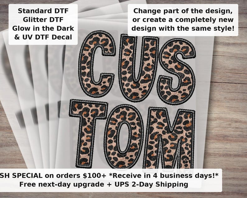Faux Embroidery and Glitter DTF Transfer | Custom Sequin Patch Look Ready to Press Heat Transfer zdjęcie 1