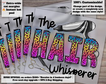 Hairstylist Heat Transfer Designs, Hair Whisperer Artwork, Print Ready Hairdresser Illustration, DTF Hairstyle, Press-Ready File