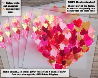 Valentine Heart Brushstroke DTF Heat Transfer with XOXO for Trendy Vday Apparel