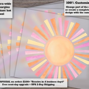 Watercolor Boho Pink Yellow Sun DTF Heat Transfer Ready to Press