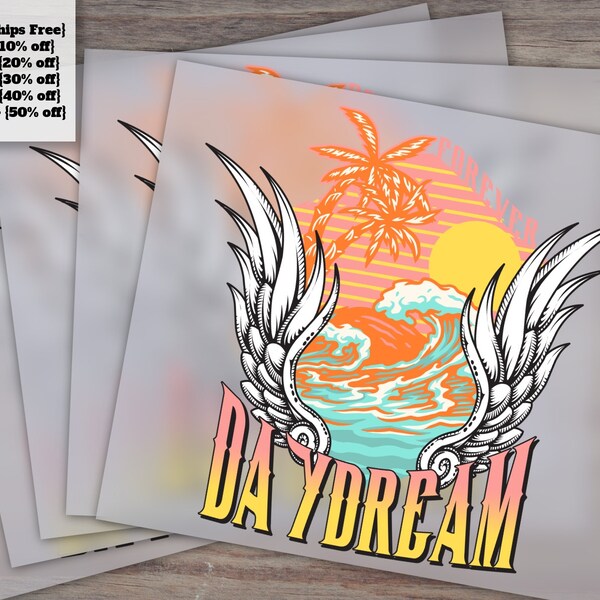 Vintage Beach Designs for Shirts, Groovy Summer Heat Transfers, Ready to Press DTF, Forever Daydream Beach Wear, Digital Designs Download