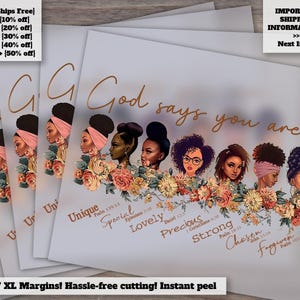 Black Women Transfer, God Says You Are Transfer, Black Equality Transfer, Strong Black Women Gift, Afro Woman Transfer, black girl Transfer