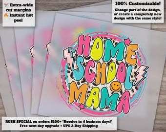 SEO Optimized Back to School Heat Transfer Design, Homeschool Mama Lightning Bolt, Ready to Press DTF