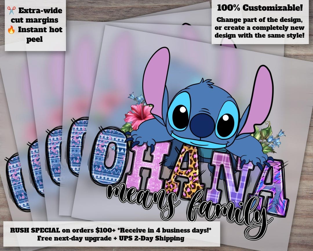 Ohana Family Design - Ready-to-press Heat Transfer, DTF - Stitch