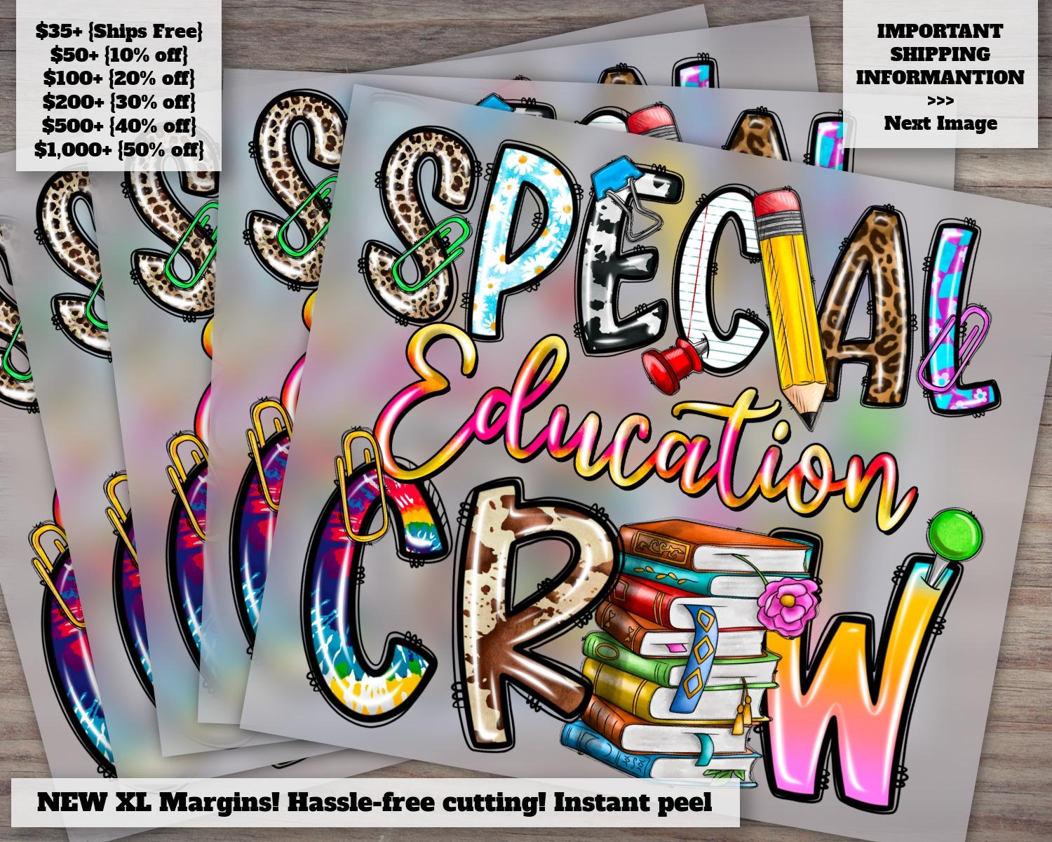 Special Education Crew Design for Teacher's Day, Western Teacher Graphic, Ready to Press, Heat Transfer DTF for Teachers