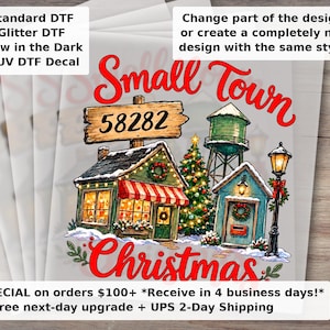 Custom Zipcode Small Town Christmas Coquette DTF Transfer | Red Vintage Truck Retro Holiday Ready to Press