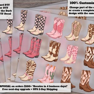 Cowgirl Boot Variety DTF Heat Transfer Western Cowboy Ready to Press