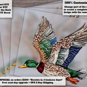 Faux Rhinestone Mallard Duck Ready to Press DTF Transfer | Trendy Animal Career Heat Transfer