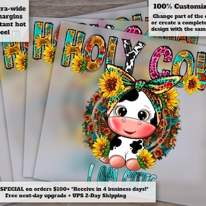 Adorable Baby Cow Design, Western Style, Funny Leopard Cowhide, Ready-to-Press Heat Transfer, DTF, Perfect for Sublimation Projects image 1