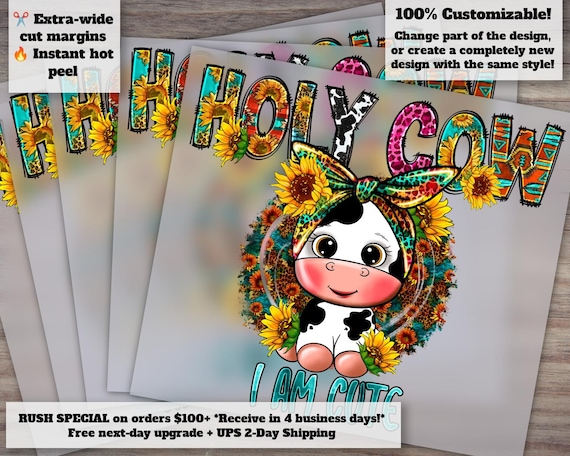 Adorable Baby Cow Design, Western Style, Funny Leopard Cowhide, Ready-to-Press Heat Transfer, DTF, Perfect for Sublimation Projects