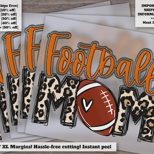 Football Mom Orange Heat Transfer Design - DTF Ready to Press
