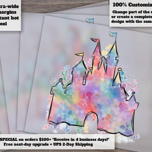 DTF Transfers - Watercolor Kingdom, Ready to Press, Hot Peel, Trendy and Heat Resistant Magic Castle Transfers