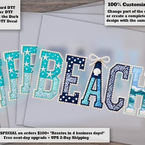 Preppy Coastal Patchwork Pearl Ocean Waves Heat Transfer for DTF