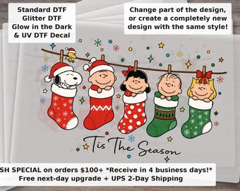Retro Christmas Cartoon DTF Transfer, Vintage Holiday Friends Design, Classic Cozy Xmas Family Matching Heat Press Transfer