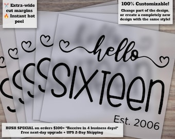 Hello Sixteen Dtf, 16th Birthday Gift For Girls, Sixteenth Birthday Party, Turning 16 Dtf, Teenager Birthday Dtf Gift, sweet 16 birthday