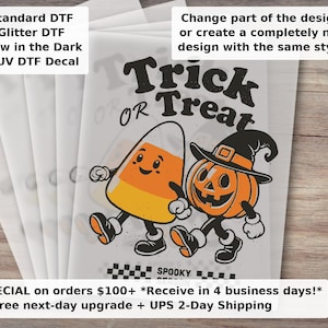 Retro Halloween DTF Transfer - Candy Corn and Jack O Lantern Ready to Press Heat Transfer