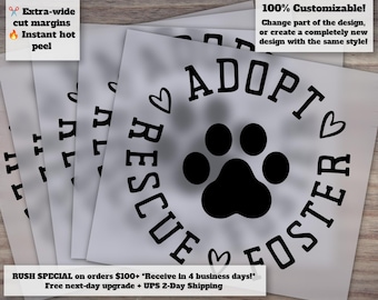 Dog Adoption, Dog Paw Dtf, Rescue Adopt Foster, Rescue Dog, Dog Lover Gift, Animal Rescue, Cat Rescue Transfer, Saving Pets Dtf